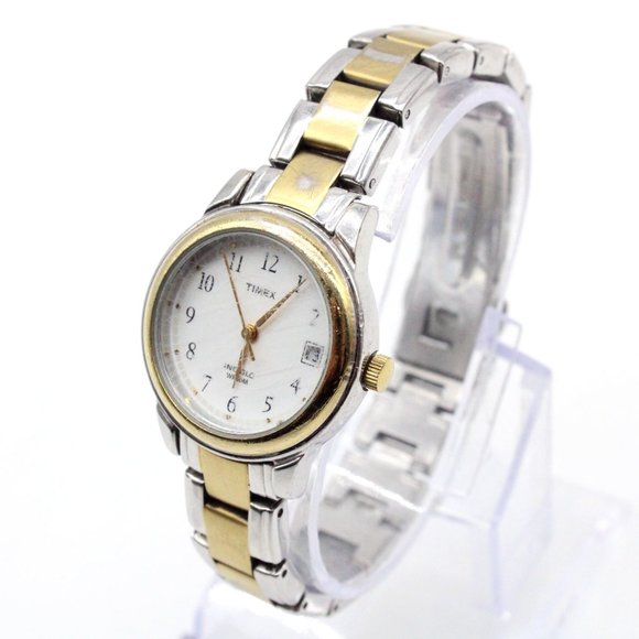 Vintage Timex Watch Women's Casual Two Tone Stainless Steel White Dial - Picture 1 of 8